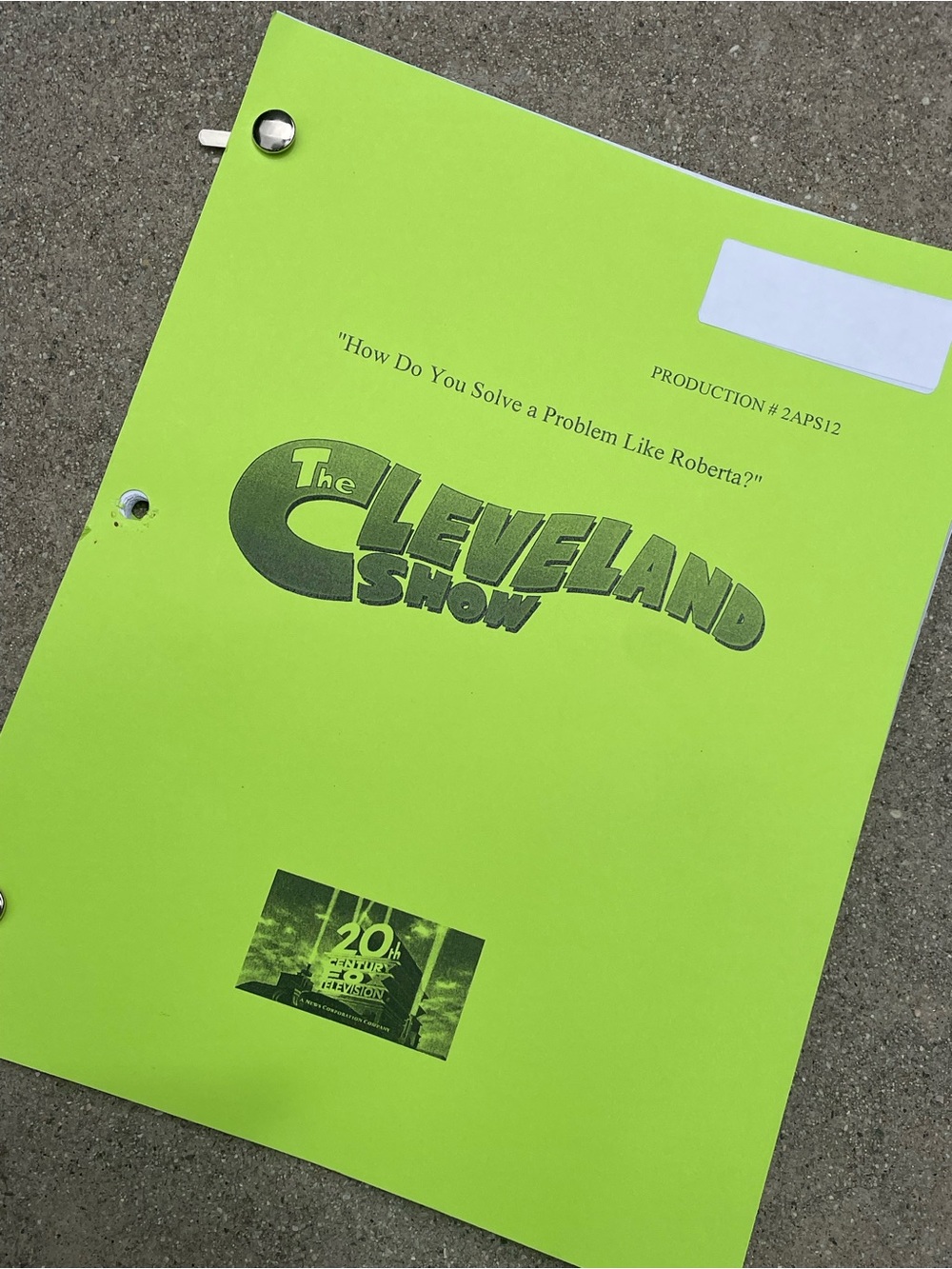 The Cleveland Show 2009 Problem Like Roberta? Production Used Table Draft Script